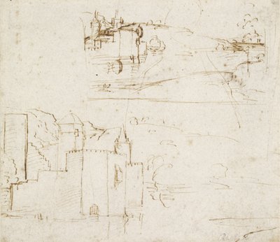 Two Separate Sketches of Landscapes by Raffaello Sanzio Raphael